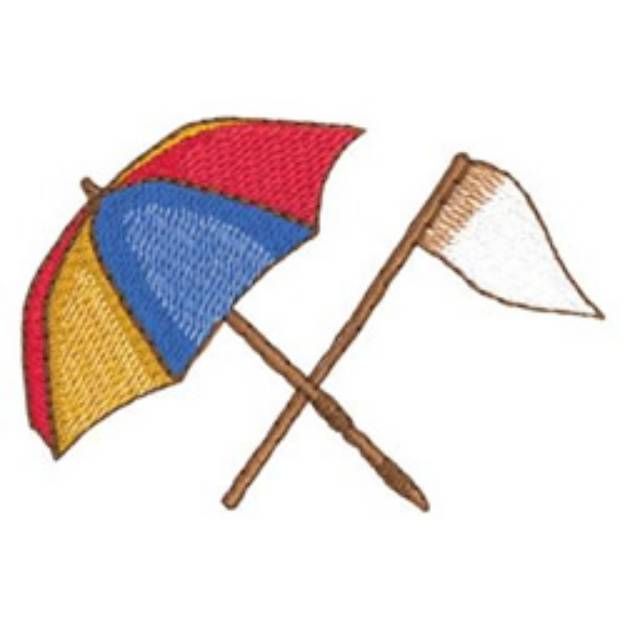 Picture of Umbrella And Flag Machine Embroidery Design