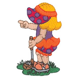 Golf Girl Pointing Machine Embroidery Design