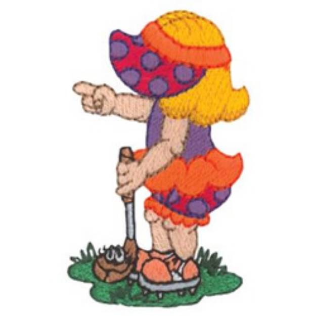 Picture of Golf Girl Pointing Machine Embroidery Design