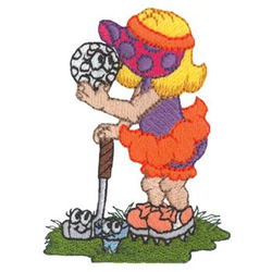 Holding Golf Ball Machine Embroidery Design