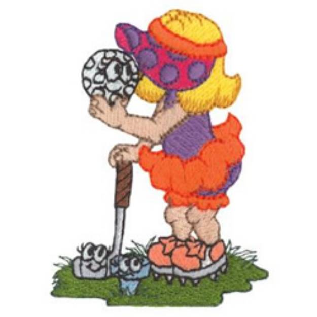 Picture of Holding Golf Ball Machine Embroidery Design
