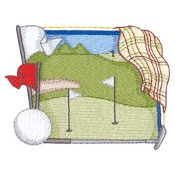 Golf Course Scene Machine Embroidery Design