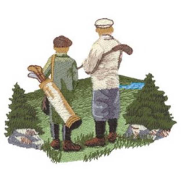 Picture of Man With Caddy Machine Embroidery Design