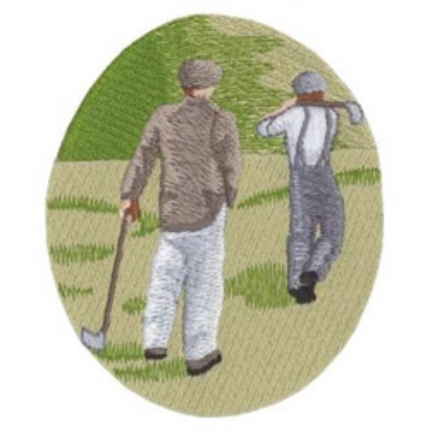 Picture of Men Playing Golf Machine Embroidery Design