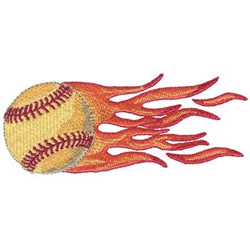 Flaming Softball Machine Embroidery Design