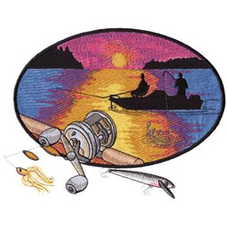 Fishing Sunset Machine Embroidery Design