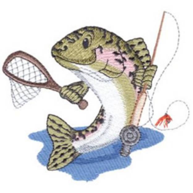Picture of Fishing Fish Machine Embroidery Design