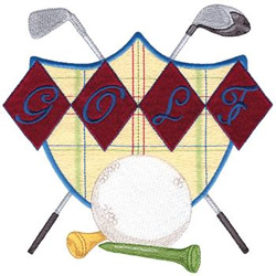 Golf Shield Machine Embroidery Design