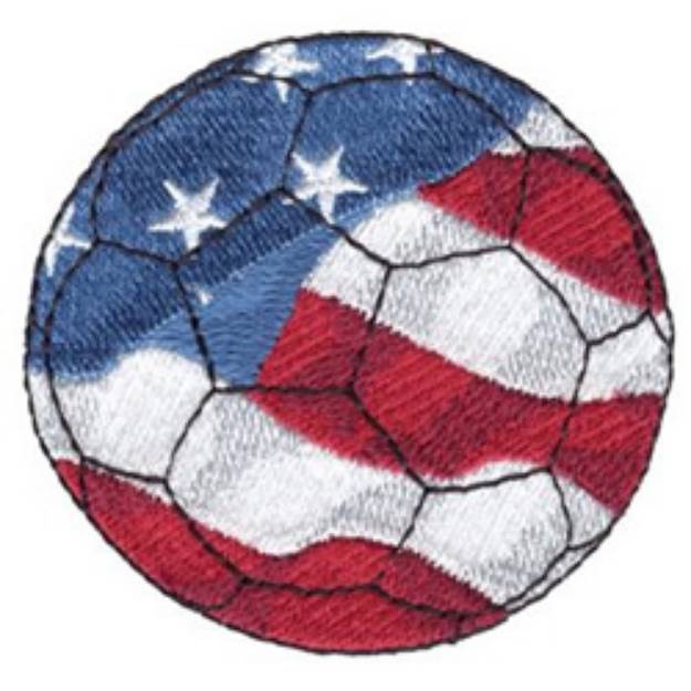 Picture of Patriot Soccer Ball Machine Embroidery Design