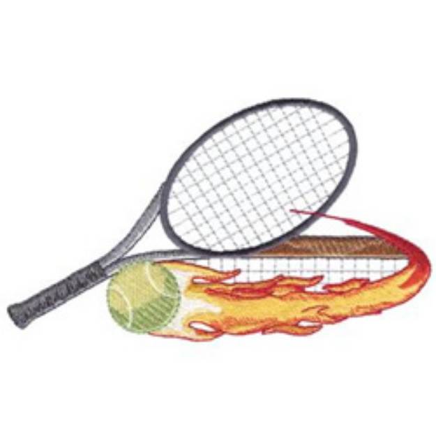 Picture of Flaming Tennis Machine Embroidery Design