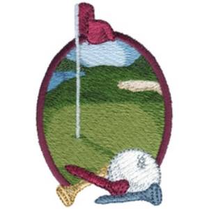 Picture of Oval Golf Scene Machine Embroidery Design