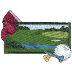 Rectangle Golf Scene Machine Embroidery Design