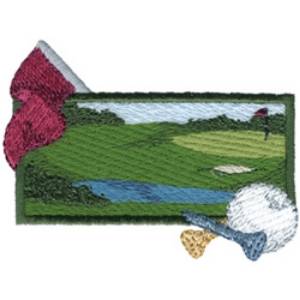 Picture of Rectangle Golf Scene Machine Embroidery Design