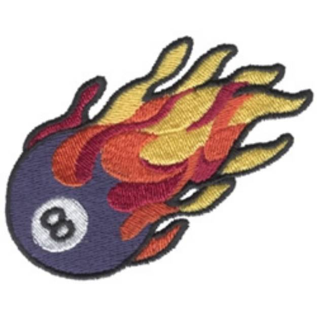 Picture of Flaming 8-Ball Machine Embroidery Design