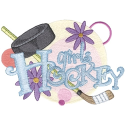 Girls Hockey Machine Embroidery Design