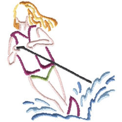 Water-skier Outline Machine Embroidery Design