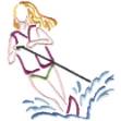 Picture of Water-skier Outline Machine Embroidery Design