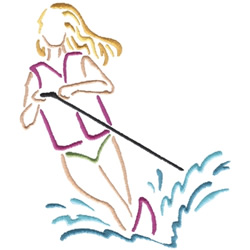 Water-skier Outline Machine Embroidery Design