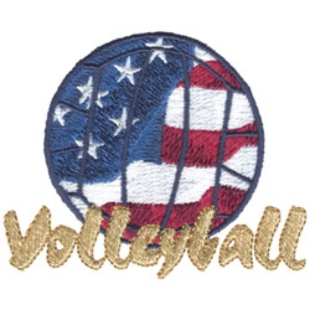 Picture of Patriotic Volleyball Machine Embroidery Design