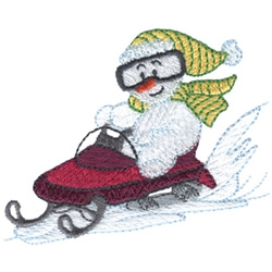 Snowman Snowmobile Machine Embroidery Design
