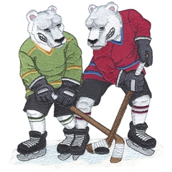 Polar Bear Hockey Machine Embroidery Design