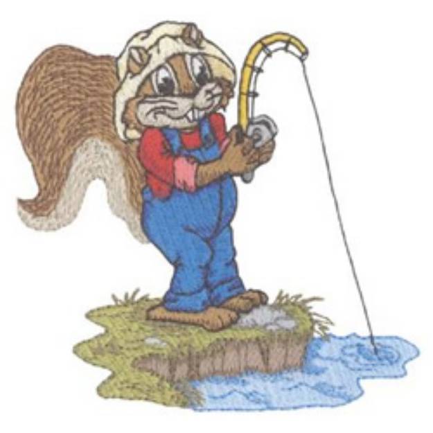 Picture of Fishing Squirrel Machine Embroidery Design