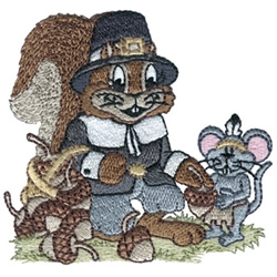 Thanksgiving Squirrel Machine Embroidery Design