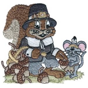 Picture of Thanksgiving Squirrel Machine Embroidery Design