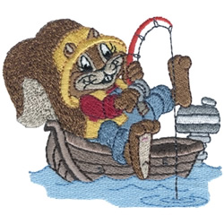 Fishing Boat Squirrel Machine Embroidery Design