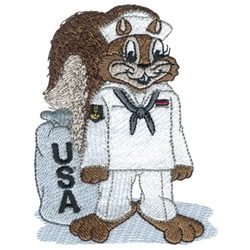 Navy Squirrel Machine Embroidery Design