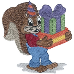 Birthday Squirrel Machine Embroidery Design