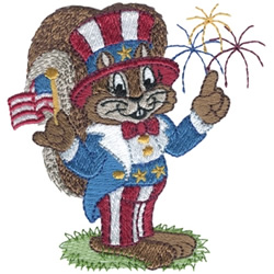 4th Of July Squirrel Machine Embroidery Design