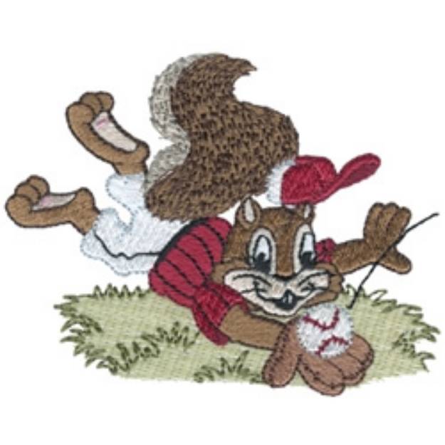 Picture of Baseball Squirrel Machine Embroidery Design