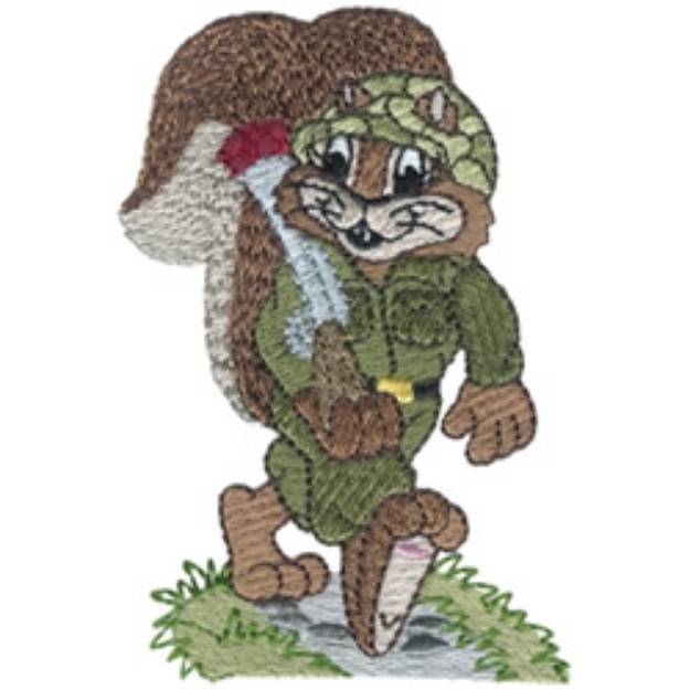 Picture of Army Squirrel Machine Embroidery Design