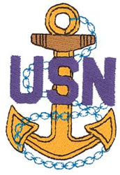 U S N Anchor Machine Embroidery Design