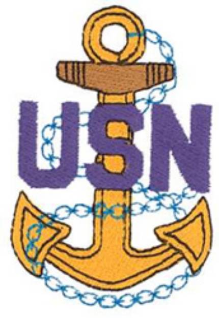 Picture of U S N Anchor Machine Embroidery Design