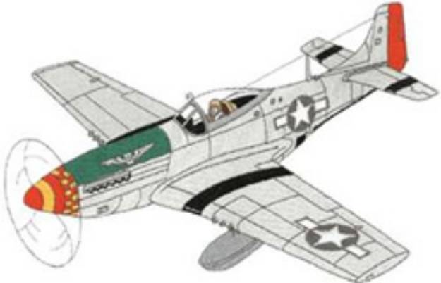 Picture of P-51 Mustang Machine Embroidery Design