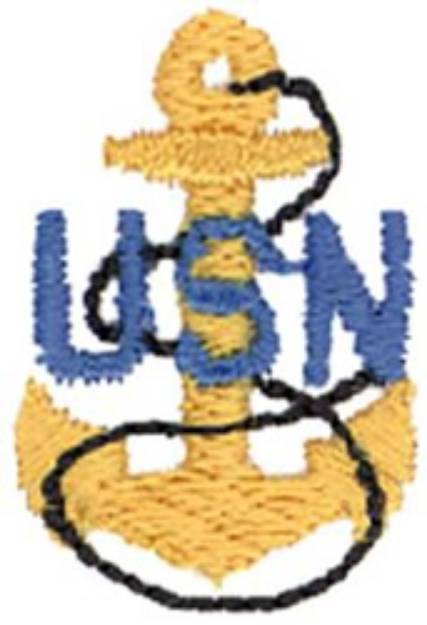 Picture of 1" U S N Anchor Machine Embroidery Design