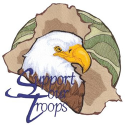 Support Our Troops W/ Bald Eagle Machine Embroidery Design