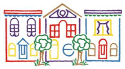 Houses Outline Machine Embroidery Design