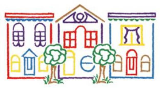 Picture of Houses Outline Machine Embroidery Design