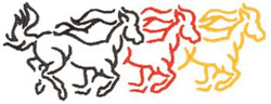 3 Horses Outline Machine Embroidery Design