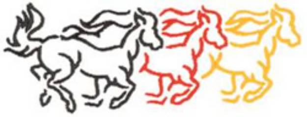 Picture of 3 Horses Outline Machine Embroidery Design