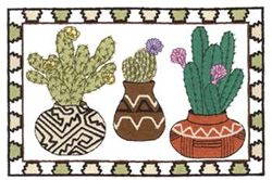 Pottery With Cacti Machine Embroidery Design