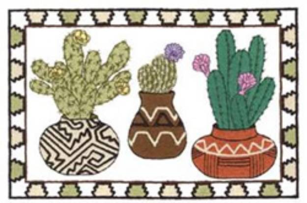 Picture of Pottery With Cacti Machine Embroidery Design