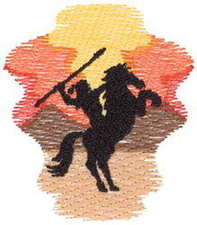 Indian On Horse Machine Embroidery Design