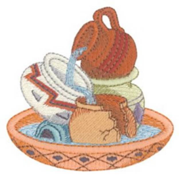 Picture of Pottery Fountain Machine Embroidery Design