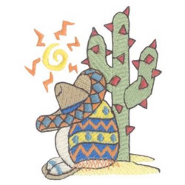 Picture of Sleeping By Cactus Machine Embroidery Design