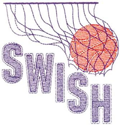 Basketball  Swish Machine Embroidery Design