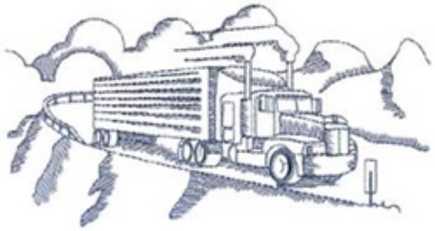 Picture of Trucking Scene Machine Embroidery Design